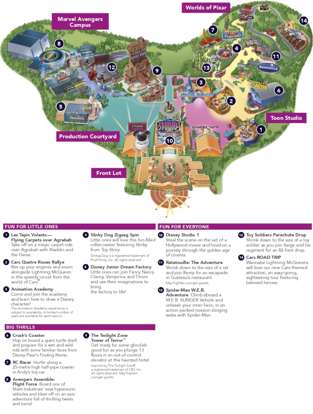Walt Disney Studios Park plattegrond.
