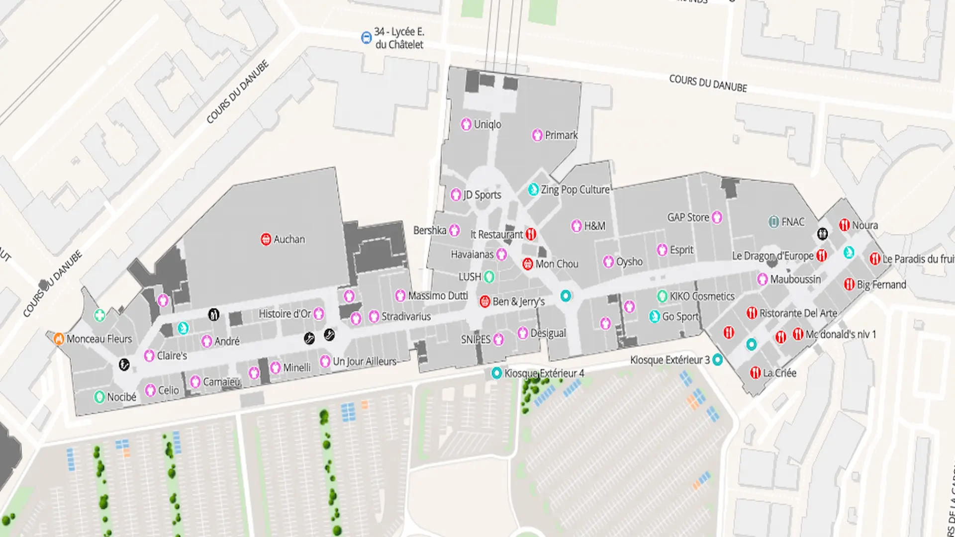 Plattegrond winkelcentrum Val D'europe